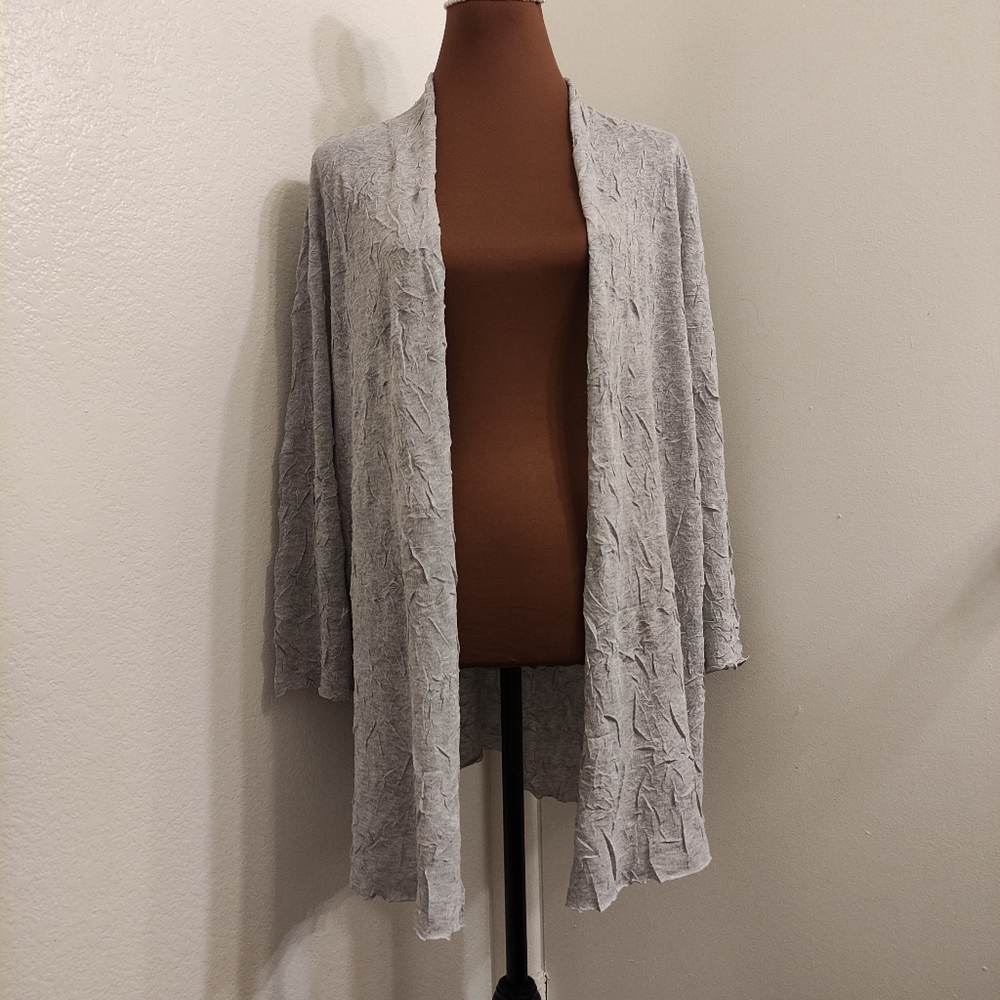 Eileen Fisher Women's Open Front Viscose Blend Cardigan Sweater Gray, L